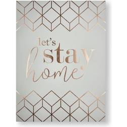 Art for the Home Let's Stay Metallic Typography Printed Was Framed Art