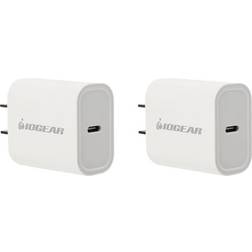 IOGEAR Compact USB-C 20W Charger 2-Pack GPAWC20W2P