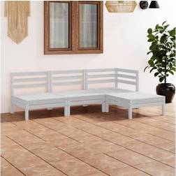 vidaXL 4 Piece Garden Solid Pinewood White Outdoor Lounge Set