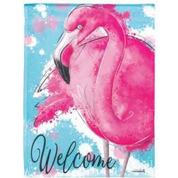 Welcome Bright Pink Flamingo 13 Garden Flag