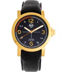 Shield Berge Leather-Band Men's Diver Watch Gold