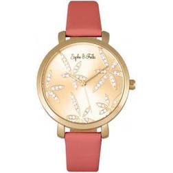 Sophie & Freda Womens Key West Leather-Band Watch with Swarovski Crystals