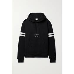 Saint Laurent Embroidered Cotton Hoodie Black