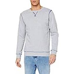 Urban Classics Organic Contrast Flatlock Stitched Crew Grey/darkblue