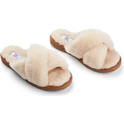 Natures Collection Cross Slippers Lammeskind