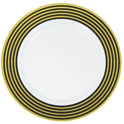 Fun Express Gold Stripe Plastic Dinner Plates Birthday Party Supplies 10 Pieces