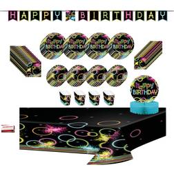 Glow neon party jumbo deluxe birthday supplies super bundle pack for 16 guest