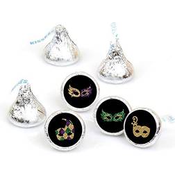 Big Dot of Happiness Mardi Gras Masquerade Party Round Candy Sticker Favors 1 sheet 108 Black Black