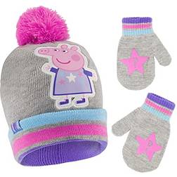 ABG Accessories E-one toddler winter hat and kids mitten set, peppa pig girls beanie age 2-4