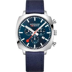 Mondaine squar chrono blau msl.41440.ld.set saphirglas, wechse