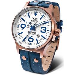 Vostok Europe YN55 Expedition Nordpol 1 med flera nitar, läderrem automatiskt datum, blå