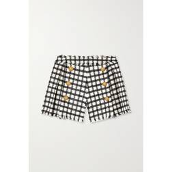 Balmain High-rise checked wool-blend shorts multicoloured