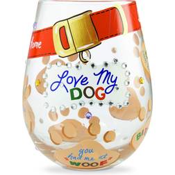 Lolita Enesco Love My Dog Hand-Painted Artisan Stemless Wine Glass