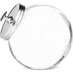 Home Basics Clear Glass 5-inch Candy Clear,Silver Kitchen Container