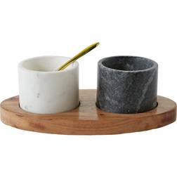 Storied Home Co-Op 2 Marble on Mango Wood Base Salt Bowl