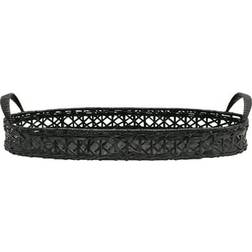 Storied Home 2.5Ft Black Hand-Woven with Serving Tray