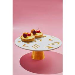 GAURI KOHLI 12 Single Tier Olympia with Gold Inlay Marble Cake Stand