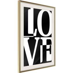 Artgeist Inramad Tavla Love Chessboard Guldram Poster