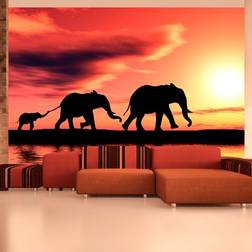 Artgeist Fototapet elephants: family 300 x 231 cm