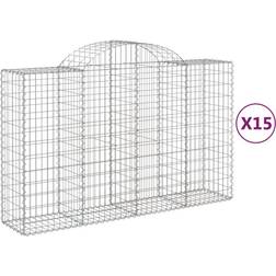 vidaXL Gabionkurver Buede 15 Stk 200 x 50 x 120/140 cm