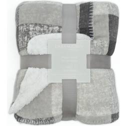 Dreamscene Check Sherpa Fleece Blankets Grey