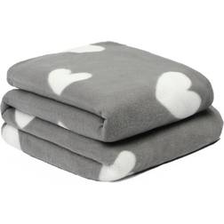 Dreamscene Soft Heart Print Polar Fleece Blankets Black