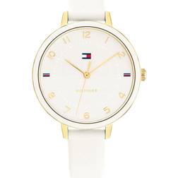 Tommy Hilfiger White Brushed Leather Watch GOLD One Size