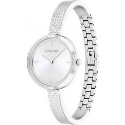 Calvin Klein Analog Quarzuhr für mit Silbernes Edelstahlarmband 25200181