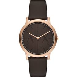 Armani Exchange Dale Leather Watch, Black, Men