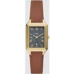 Fossil Raquel Brown Leather Watch, Black