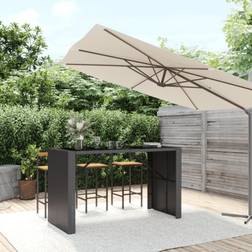 vidaXL Barbord Med Glasplade 185 x 80 x 110 cm Polyrattan Sort Barborde