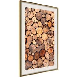 Artgeist Inramad Tavla Log Pile Guldram Poster