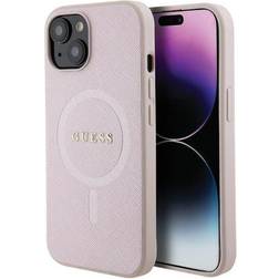 Guess iPhone 15 Mobilskal Magsafe Saffiano Rosa