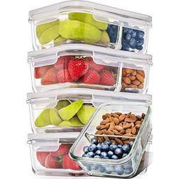 5 Pack Prep and Storage Glass Containers with Lids Food Container