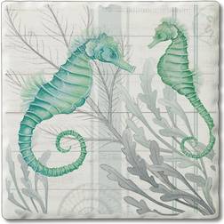 CounterArt Absorbent Stone Tumbled Tile Beach Therapy Seahorses Coaster