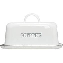 Enameled Steel Black Rim Butter Dish