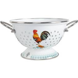 Enameled Fine Mesh Strainer Drainer for Food Rooster Enamel Colander