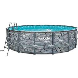 Funsicle 16 ft. Round 48 in. Deep Metal Frame Above Ground Pool, Stone Slate, Gray