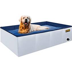 Kopeks Outdoor Portable Rectangular Dog Swimming Pool, Gray, Large