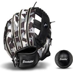 Franklin 9.5” Tee Ball RTP Series Glove w/ Ball, Black/White