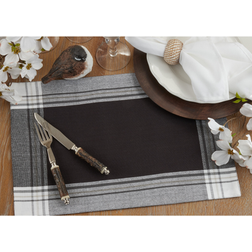 Saro Lifestyle Striped Border Set Place Mat Black