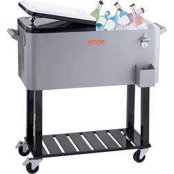 VEVOR 80Qt Rolling Cooler Cart with Bottle Opener Drainage Patio Party Bar Drink