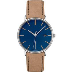 Junghans 047/4255.00 Damen-Armbanduhr Form Beige/Blau