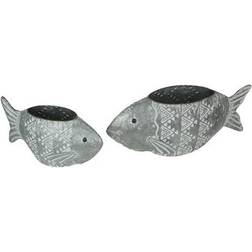 Gerson Galvanized Metal Fish Planter Plant Flower Pot X 16.5 X