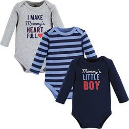 Hudson Baby Unisex Baby Cotton Long-Sleeve Bodysuits Mommys Little Boy, 12-18 Months