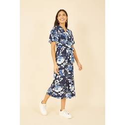 MELA Mela London Navy Rose Jumpsuit With Angel Sleeves Blue
