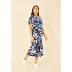 Mela London Navy Rose Jumpsuit With Angel Sleeves Blue