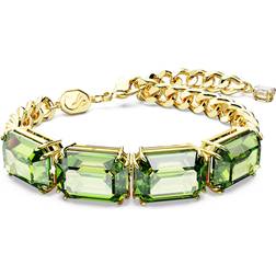 Swarovski Millenia bracelet, Octagon cut, Green, Gold-tone plated
