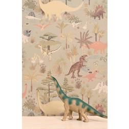 Majvillan Tapete Kinderzimmer, Dinosaur Vibes, Soft Green, Kindertapete