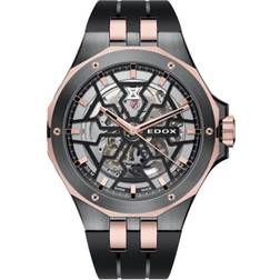 Edox Delfin Mecano 3 Hands Skeleton Silver